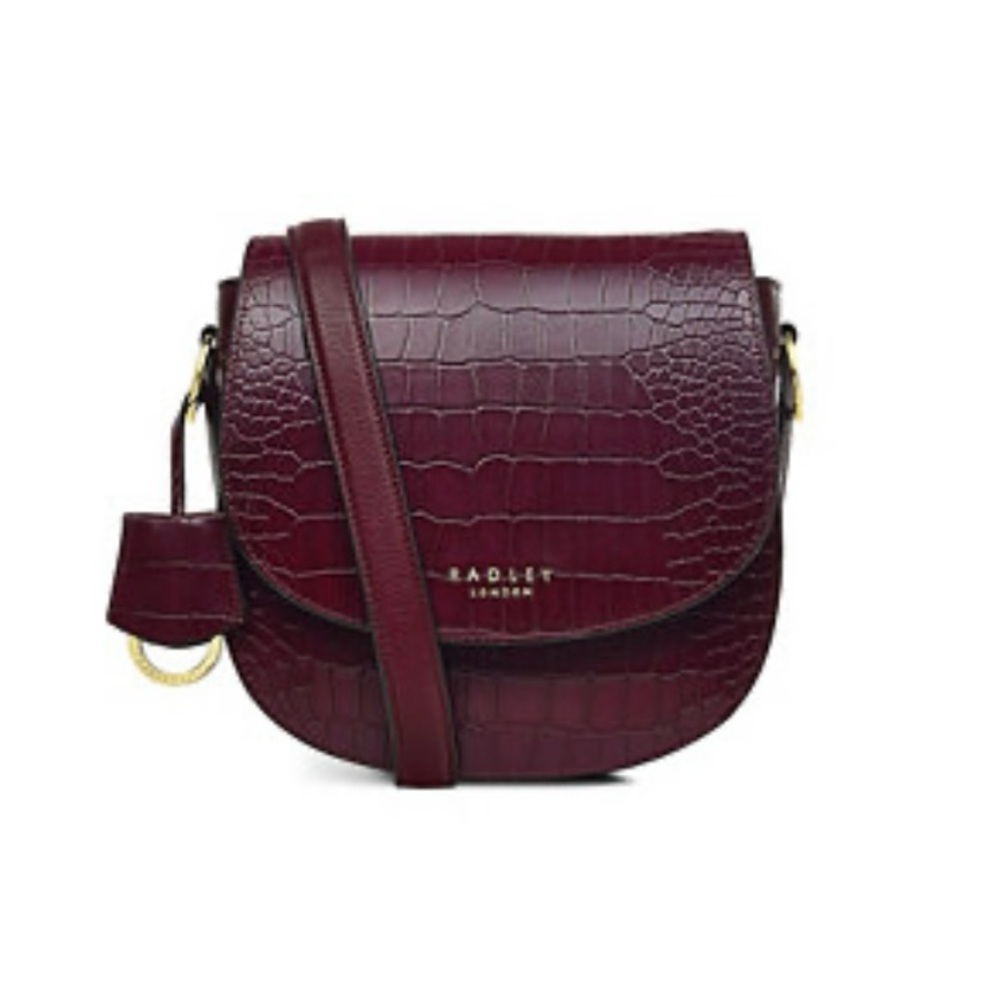 RADLEY LONDON Burgundy Croc-Embossed Crossbody Bag